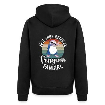 Pinguinliebhaber Pinguin Geschenke - Unisex Premium Bio Zip Hoodie - Schwarz - Hinten - Nico (187cm)
