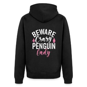 Pinguinliebhaber Pinguin Geschenke - Unisex Premium Bio Zip Hoodie - Schwarz - Hinten - Nico (187cm)
