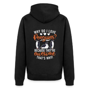 Pinguinliebhaber Pinguin Geschenke - Unisex Premium Bio Zip Hoodie - Schwarz - Hinten - Nico (187cm)