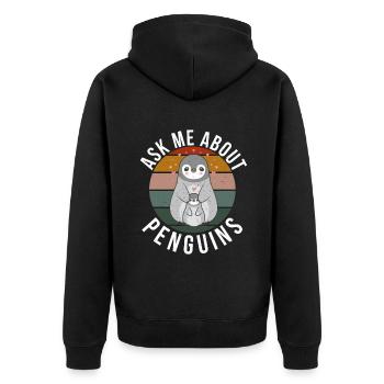 Pinguinliebhaber Pinguin Geschenke - Unisex Premium Bio Zip Hoodie - Schwarz - Hinten - Nico (187cm)