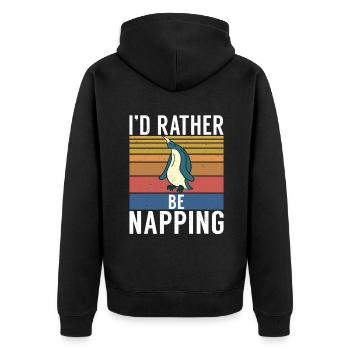 Pinguinliebhaber Pinguin Geschenke - Unisex Premium Bio Zip Hoodie - Schwarz - Hinten - Nico (187cm)