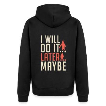 Pinguinliebhaber Pinguin Geschenke - Unisex Premium Bio Zip Hoodie - Schwarz - Hinten - Nico (187cm)