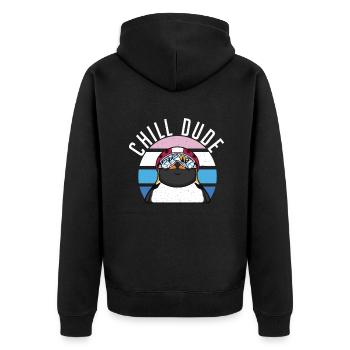 Pinguinliebhaber Pinguin Geschenke - Unisex Premium Bio Zip Hoodie - Schwarz - Hinten - Nico (187cm)