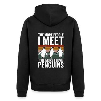 Pinguin Liebhaber Pinguin Geschenke - Unisex Premium Bio Zip Hoodie - Schwarz - Hinten - Nico (187cm)