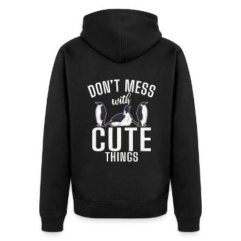 Pinguinliebhaber Pinguin Geschenke - Unisex Premium Bio Zip Hoodie - Schwarz - Hinten - Nico (187cm)