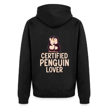 Pinguin Liebhaber Pinguin Geschenke - Unisex Premium Bio Zip Hoodie - Schwarz - Hinten - Nico (187cm)