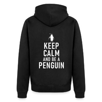 Pinguinliebhaber Pinguin Geschenke - Unisex Premium Bio Zip Hoodie - Schwarz - Hinten - Nico (187cm)