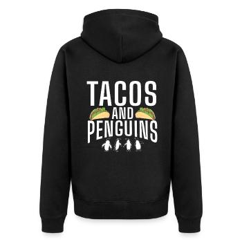 Pinguinliebhaber Pinguin Geschenke - Unisex Premium Bio Zip Hoodie - Schwarz - Hinten - Nico (187cm)