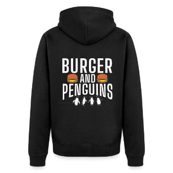 Pinguinliebhaber Pinguin Geschenke - Unisex Premium Bio Zip Hoodie - Schwarz - Hinten - Nico (187cm)