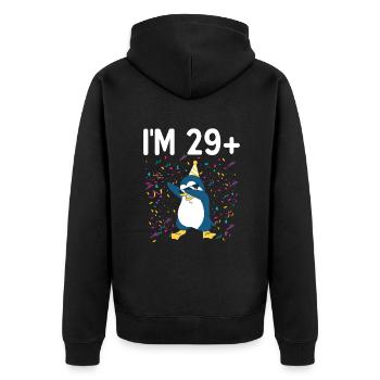 Pinguinliebhaber Pinguin Geschenke - Unisex Premium Bio Zip Hoodie - Schwarz - Hinten - Nico (187cm)