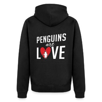 Pinguinliebhaber Pinguin Geschenke - Unisex Premium Bio Zip Hoodie - Schwarz - Hinten - Nico (187cm)
