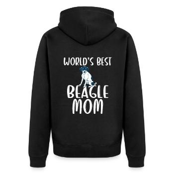 Beagle Geschenk Beagle Besitzer - Unisex Premium Bio Zip Hoodie - Schwarz - Hinten - Nico (187cm)