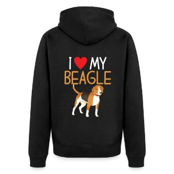 Beagle Gift Beagle Owner - Unisex Premium Organic Zip Hoodie - black - Back - Nico (187cm)