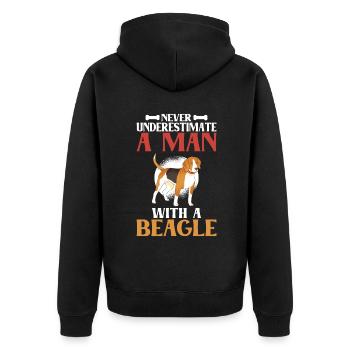 Beagle Geschenk Beagle Besitzer - Unisex Premium Bio Zip Hoodie - Schwarz - Hinten - Nico (187cm)