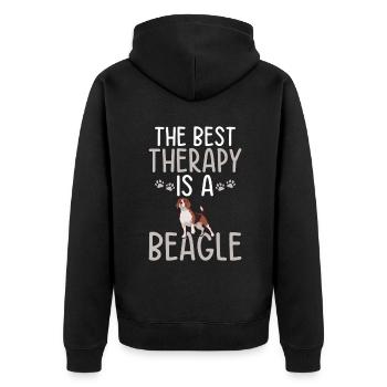 Beagle Geschenk Beagle Besitzer - Unisex Premium Bio Zip Hoodie - Schwarz - Hinten - Nico (187cm)