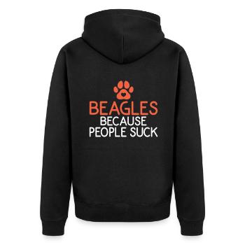 Beagle Geschenk Beagle Besitzer - Unisex Premium Bio Zip Hoodie - Schwarz - Hinten - Nico (187cm)