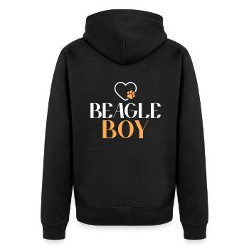 Beagle Geschenk Beagle Besitzer - Unisex Premium Bio Zip Hoodie - Schwarz - Hinten - Nico (187cm)