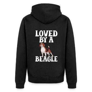 Beagle Geschenk Beagle Besitzer - Unisex Premium Bio Zip Hoodie - Schwarz - Hinten - Nico (187cm)