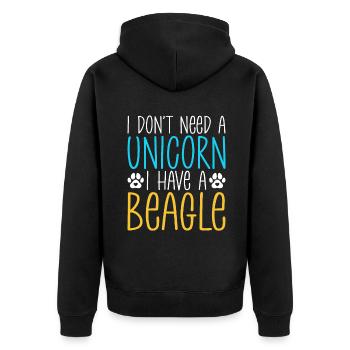 Beagle Gift Beagle Owner - Unisex Premium Organic Zip Hoodie - black - Back - Nico (187cm)