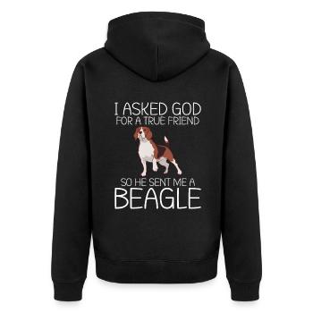 Beagle Geschenk Beagle Besitzer - Unisex Premium Bio Zip Hoodie - Schwarz - Hinten - Nico (187cm)