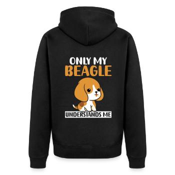 Beagle Geschenk Beagle Besitzer - Unisex Premium Bio Zip Hoodie - Schwarz - Hinten - Nico (187cm)