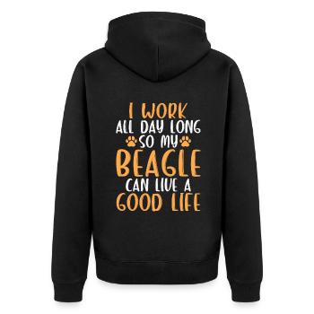 Beagle Gift Beagle Owner - Unisex Premium Organic Zip Hoodie - black - Back - Nico (187cm)