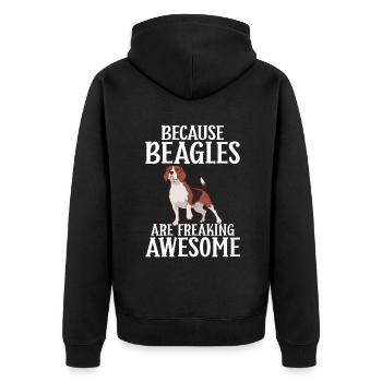 Beagle Geschenk Beagle Besitzer - Unisex Premium Bio Zip Hoodie - Schwarz - Hinten - Nico (187cm)