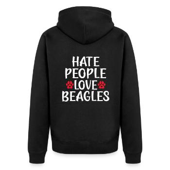 Beagle Gift Beagle Owner - Unisex Premium Organic Zip Hoodie - black - Back - Nico (187cm)