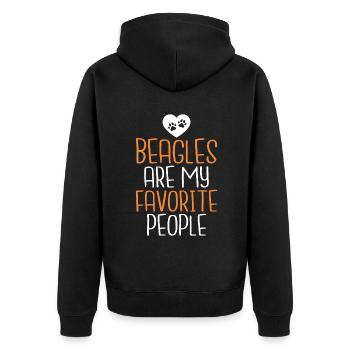 Beagle Geschenk Beagle Besitzer - Unisex Premium Bio Zip Hoodie - Schwarz - Hinten - Nico (187cm)