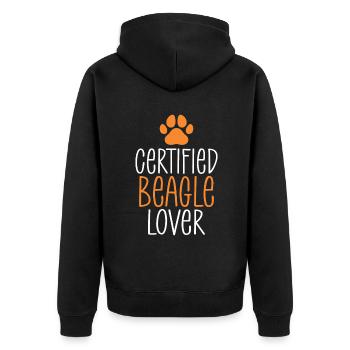 Beagle Geschenk Beagle Besitzer - Unisex Premium Bio Zip Hoodie - Schwarz - Hinten - Nico (187cm)