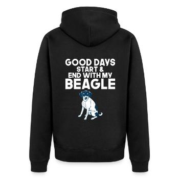 Beagle Gift Beagle Owner - Unisex Premium Organic Zip Hoodie - black - Back - Nico (187cm)