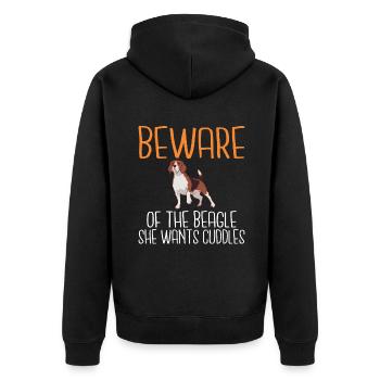 Beagle Geschenk Beagle Besitzer - Unisex Premium Bio Zip Hoodie - Schwarz - Hinten - Nico (187cm)