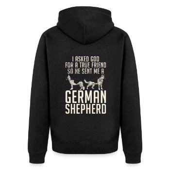 German Shepherd Gifts - Unisex Premium Organic Zip Hoodie - black - Back - Nico (187cm)