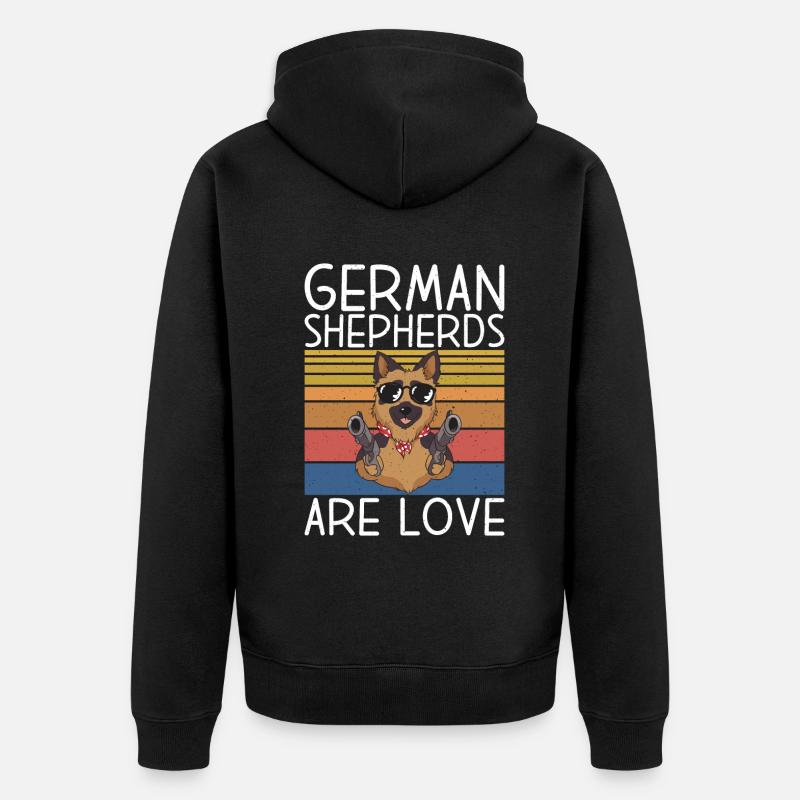 Deutscher Schäferhund Geschenke - Unisex Premium Bio Zip Hoodie - Schwarz