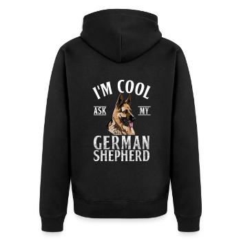 Deutscher Schäferhund Geschenke - Unisex Premium Bio Zip Hoodie - Schwarz - Hinten - Nico (187cm)