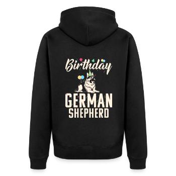 Deutscher Schäferhund Geschenke - Unisex Premium Bio Zip Hoodie - Schwarz - Hinten - Nico (187cm)