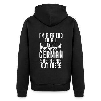 Deutscher Schäferhund Geschenke - Unisex Premium Bio Zip Hoodie - Schwarz - Hinten - Nico (187cm)