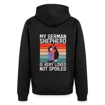 Deutscher Schäferhund Geschenke - Unisex Premium Bio Zip Hoodie - Schwarz - Hinten - Nico (187cm)