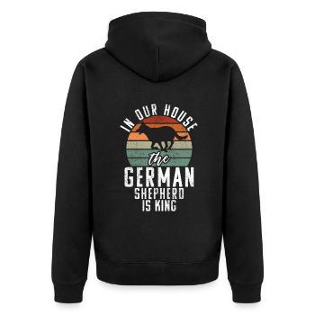 Deutscher Schäferhund Geschenke - Unisex Premium Bio Zip Hoodie - Schwarz - Hinten - Nico (187cm)