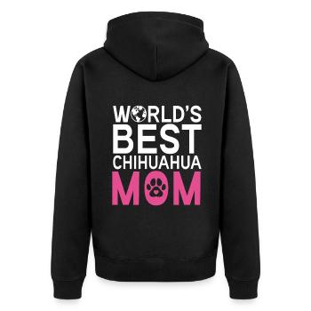 Chihuahua Geschenke Chihuahua Besitzer - Unisex Premium Bio Zip Hoodie - Schwarz - Hinten - Nico (187cm)