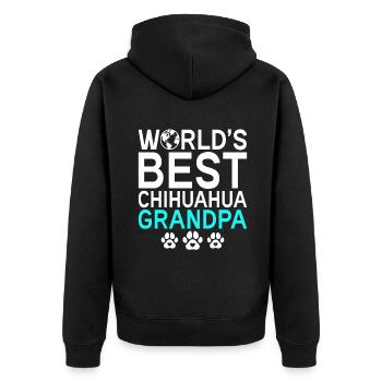 Chihuahua Geschenke Chihuahua Besitzer - Unisex Premium Bio Zip Hoodie - Schwarz - Hinten - Nico (187cm)