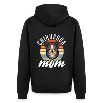 Chihuahua Geschenke Chihuahua Besitzer - Unisex Premium Bio Zip Hoodie - Schwarz - Hinten - Nico (187cm)