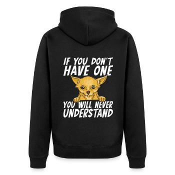 Chihuahua Geschenke Chihuahua Besitzer - Unisex Premium Bio Zip Hoodie - Schwarz - Hinten - Nico (187cm)
