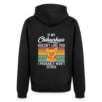Chihuahua Geschenke Chihuahua Besitzer - Unisex Premium Bio Zip Hoodie - Schwarz - Hinten - Nico (187cm)