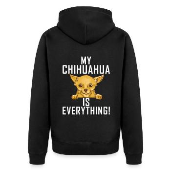 Chihuahua Geschenke Chihuahua Besitzer - Unisex Premium Bio Zip Hoodie - Schwarz - Hinten - Nico (187cm)