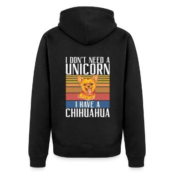 Chihuahua Cadeaux Chihuahua Propriétaire - Veste à capuche bio Premium Unisexe - noir - Dos - Nico (187cm)