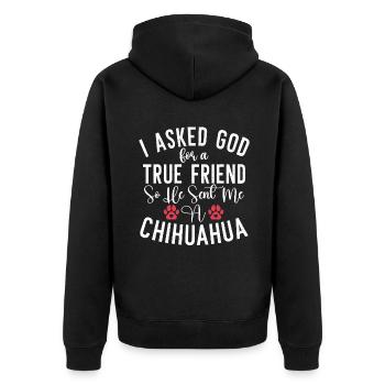 Chihuahua Cadeaux Chihuahua Propriétaire - Veste à capuche bio Premium Unisexe - noir - Dos - Nico (187cm)