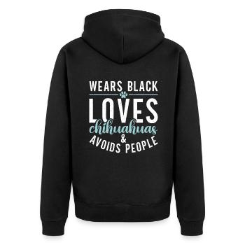 Chihuahua Geschenke Chihuahua Besitzer - Unisex Premium Bio Zip Hoodie - Schwarz - Hinten - Nico (187cm)