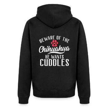 Chihuahua Geschenke Chihuahua Besitzer - Unisex Premium Bio Zip Hoodie - Schwarz - Hinten - Nico (187cm)