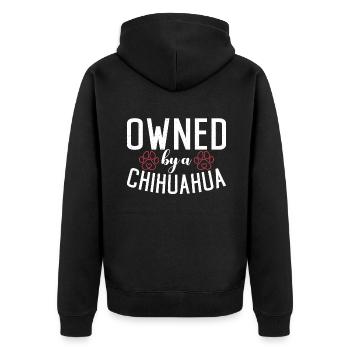 Chihuahua Geschenke Chihuahua Besitzer - Unisex Premium Bio Zip Hoodie - Schwarz - Hinten - Nico (187cm)